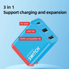 Hagibis Switch Dock for Nintendo Switch GaN fast charger Portable TV Docking Station 4K HDMI-compatible for Laptops iPad Phone