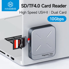 Hagibis Magnetic Card Reader SD4.0 312MB/s USB-C to SD MicroSD TF Memory Card Magnet HUB UHS-II for Laptop iPhone 17/16 Macbook