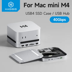 Hagibis USB C Hub for Mac mini M4/M4 Pro with 40Gbps M.2 SSD Enclosure USB 3.2 Gen2 SD/TF 4.0 Type-C Docking Station Desk Stand