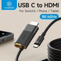 Hagibis Switch Dock for Nintendo Switch/OLED/Switch2 USB C to HDMI Cable Adapter 8K@60Hz HDR 100W PD for Laptops SteamDeck ROG