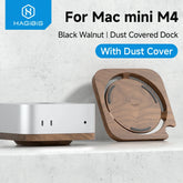 Hagibis Desktop Stand for Mac mini M4/M4 Pro 2024 Dustproof Walnut Wood Base Heat Dissipation Holder Solid Wood Bracket Cooling
