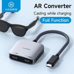 Hagibis AR Glasses Adapter USB C to Glasses and Charging Converter USB-C Hub Charge and Play For Switch Rokid/Xreal/RayNeo Air