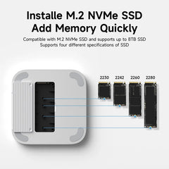 Hagibis USB C Hub with M.2 SSD Enclosure Type-C Docking Station for Mac mini M4/M4 Pro 4K 60Hz USB 3.2 Gen2 SD/TF 4.0 Dock Stand