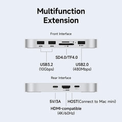Hagibis USB C Hub with M.2 SSD Enclosure Type-C Docking Station for Mac mini M4/M4 Pro 4K 60Hz USB 3.2 Gen2 SD/TF 4.0 Dock Stand