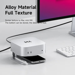 Hagibis Desktop Stand for Mac mini M4/M4 Pro Storage Holder Aluminum Dock Heat Dissipation Bracket Cooling Mount Accessories