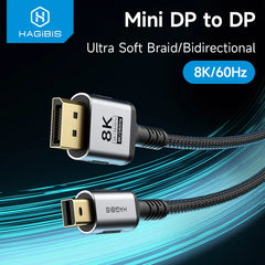 Hagibis Mini DisplayPort to DisplayPort 1.4 Cable Bi-Directional Mini DP to DP 8K@60Hz 4K@240Hz Compatible with Thunderbolt 2