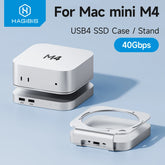 Hagibis USB C Hub with USB4 Hard Drive Enclosure 40Gbps M.2 NVMe SSD Case USB 2.0 for Mac mini M4/M4 Pro Stand Docking Station