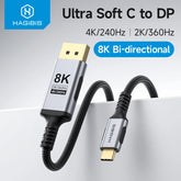 Hagibis 8K USB C to DisplayPort 1.4 Cable Super Soft Bi-directional Type-c to DP Cable High Refresh Rate 2K165Hz 4K144Hz 240Hz