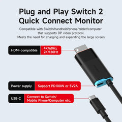 Hagibis Switch 2 Dock Station Portable TV Dock 4K60Hz USB C to HDMI Cable Switch to Monitor 100W PD for Switch 2/OLED Laptop ROG