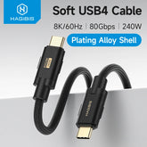 Hagibis USB C to USB C Cable 240W PD3.1 USB4 80Gbps 8K@60Hz Soft Fast Charging Cord for Macbook Pro iPad iPhone Laptop Dell XPS