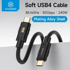 Hagibis USB C to USB C Cable 240W PD3.1 USB4 80Gbps 8K@60Hz Soft Fast Charging Cord for Macbook Pro iPad iPhone Laptop Dell XPS