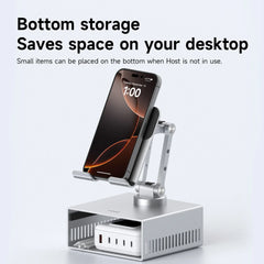 Hagibis Desktop Stand for iPad Pro/Air Mac mini M4/M4 Pro Storage Metal Holder 360° Adjustable Foldable Multifunction Bracket