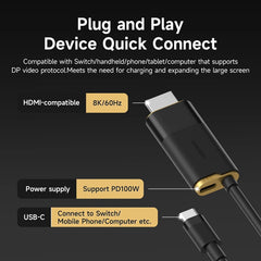 Hagibis Switch Dock for Nintendo Switch/OLED/Switch2 USB C to HDMI Cable Adapter 8K@60Hz HDR 100W PD for Laptops SteamDeck ROG