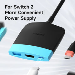 Hagibis Switch 2 TV Dock Portable Docking Station for Switch 1/2/OLED USB C to 4K 60Hz HDMI PD USB3.0 HUB for Macbook Laptops