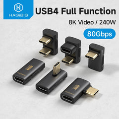 Hagibis USB C to C Adapter 90 Degree Right Angle Converter 80Gbps USB4 Data Cable Extension for Thunderbolt 5/4 iPhone 17 Laptop