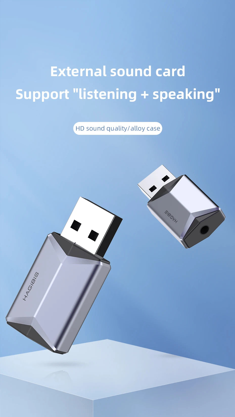 Hagibis 2 in 1 USB Sound Card Portable External 3.5mm Microphone Audio Adapter for PC Laptop PS4/5 Earphone Speaker Windows Mac - Intechlegent