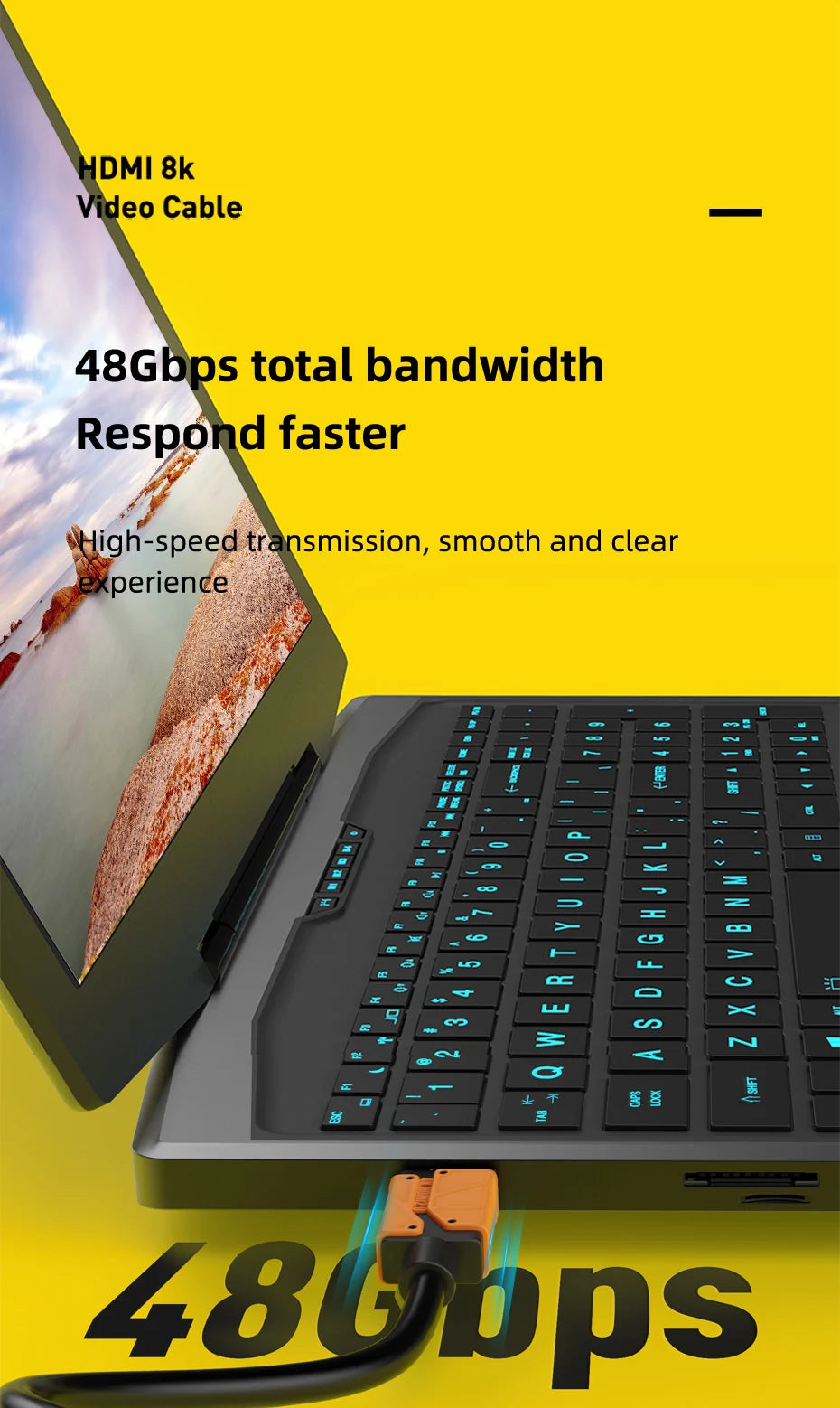 Hagibis HDMI-compatible 2.1 cable 48Gbps High Speed 8K/60Hz 4K/120Hz 144Hz Digital cord 2.0 for HDTV PS5 PS4 XBox Projector NS - Intechlegent
