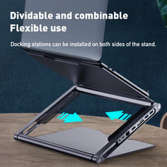 Hagibis Laptop Stand for Desk Ergonomic Aluminum Notebook Riser Adjustable Height Laptop Mount Holder with Hub Docking Station - Intechlegent