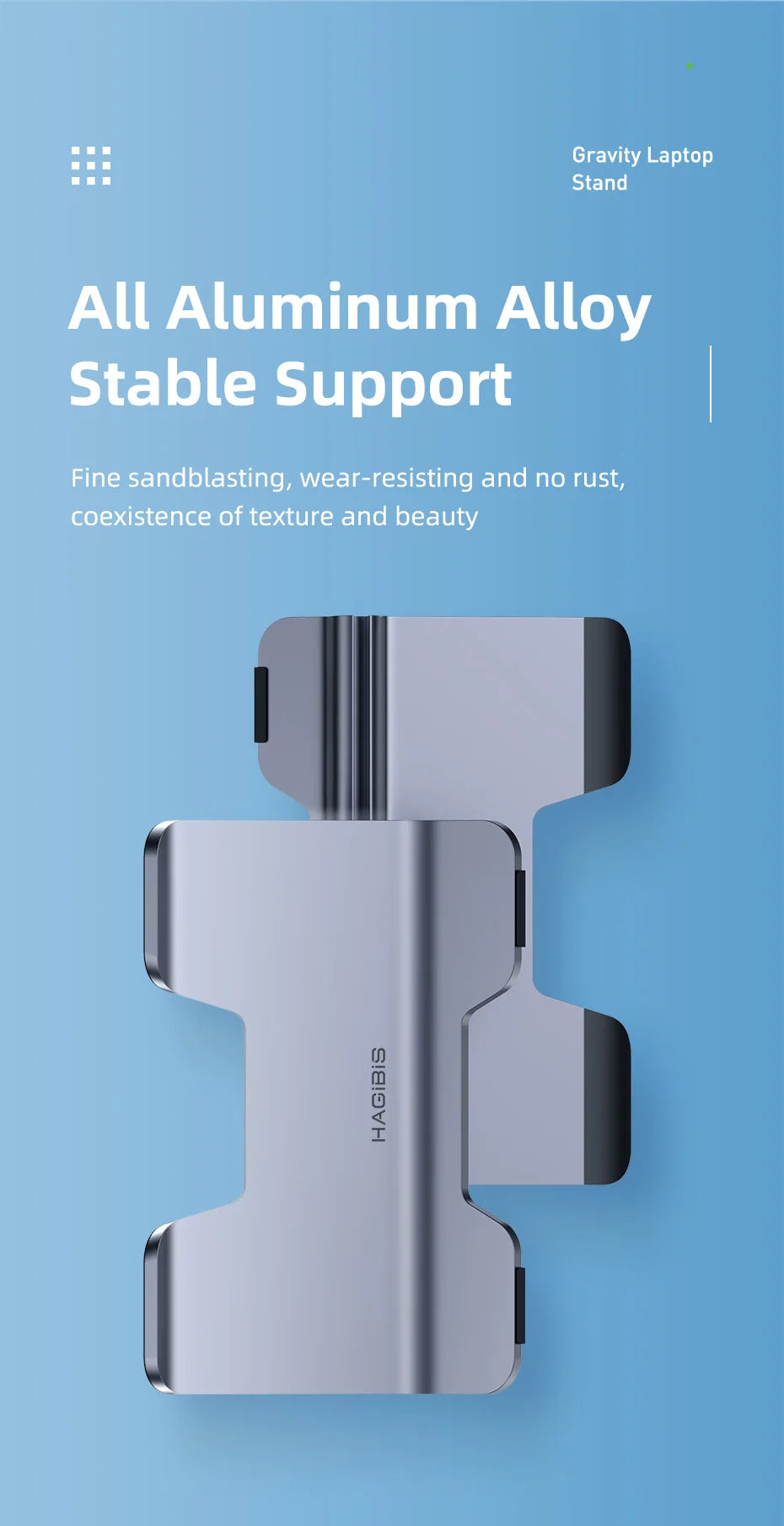 Hagibis Vertical Laptop Stand Desktop Gravity Holder Aluminum Notebook Dock Space-Saving for MacBook/Surface/HP/Dell/Chrome Book