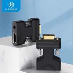 Hagibis HDMI-compatible to VGA Adapter with Audio Port Female Video Converter 3.5mm for PS4 Laptop PC TV Box Monitor Projector - Intechlegent