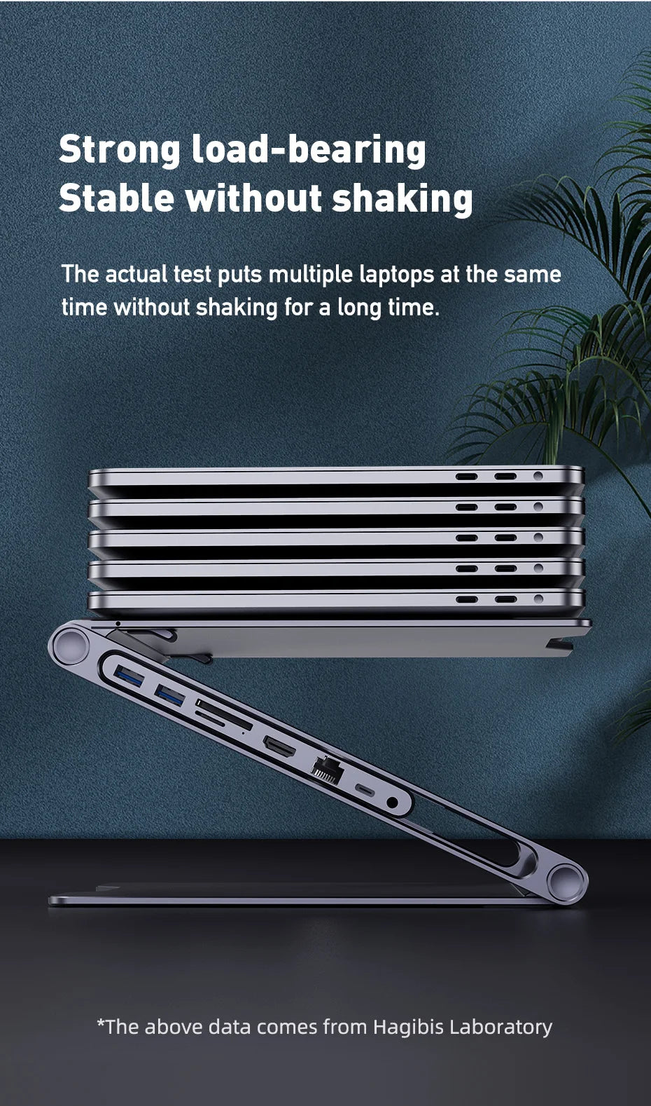 Hagibis Laptop Stand for Desk Ergonomic Aluminum Notebook Riser Adjustable Height Laptop Mount Holder with Hub Docking Station - Intechlegent