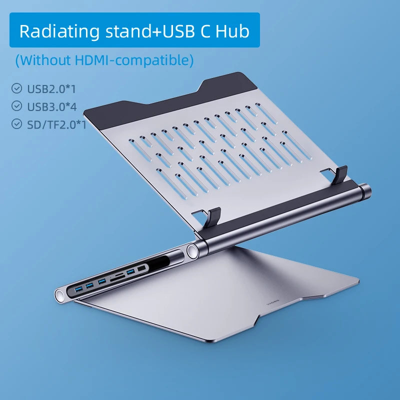 Hagibis Laptop Stand for Desk Ergonomic Aluminum Notebook Riser Adjustable Height Laptop Mount Holder with Hub Docking Station - Intechlegent