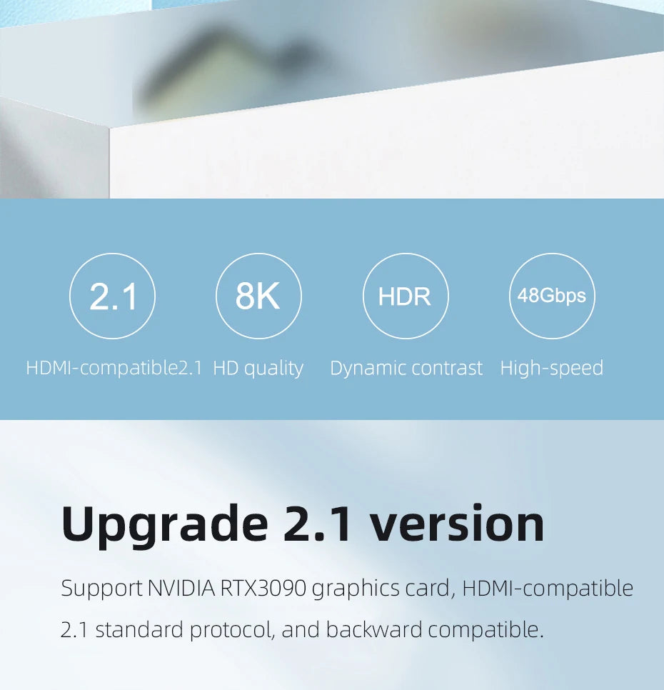 Hagibis HDMI-compatible 2.1 Cable 8K/60Hz 4K/120Hz 48Gbps High Speed Digital Cables 144Hz for HDTVs PS4 Switch XBox Projectors