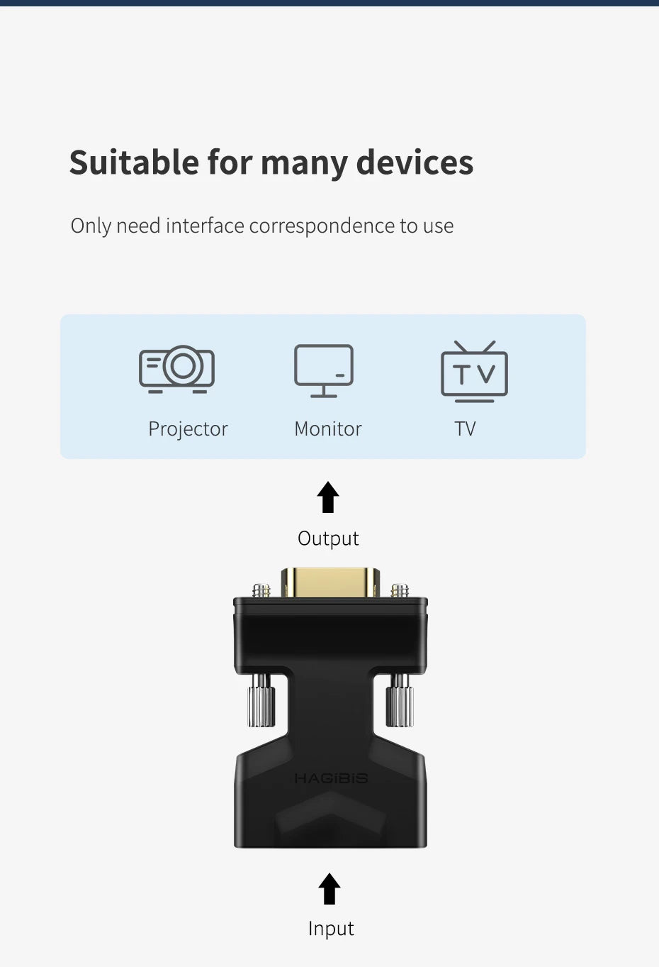 Hagibis HDMI-compatible to VGA Adapter with Audio Port Female Video Converter 3.5mm for PS4 Laptop PC TV Box Monitor Projector - Intechlegent