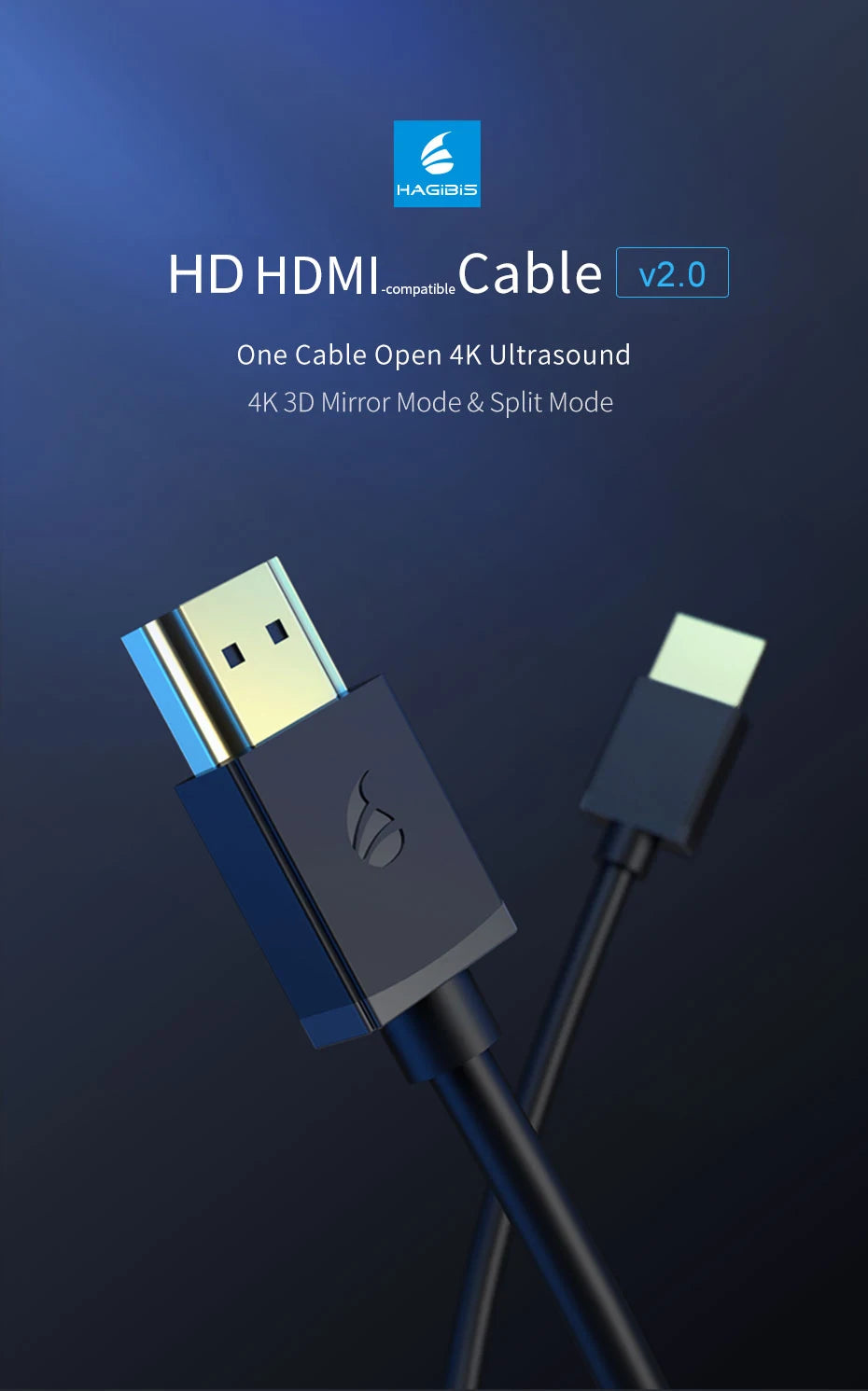 Hagibis HDMI-compatible Cable 4K HD HDMI-compatible 2.0 Mirror Screen Cable for Splitter Switch TV Laptop PS4 Projector Computer - Intechlegent