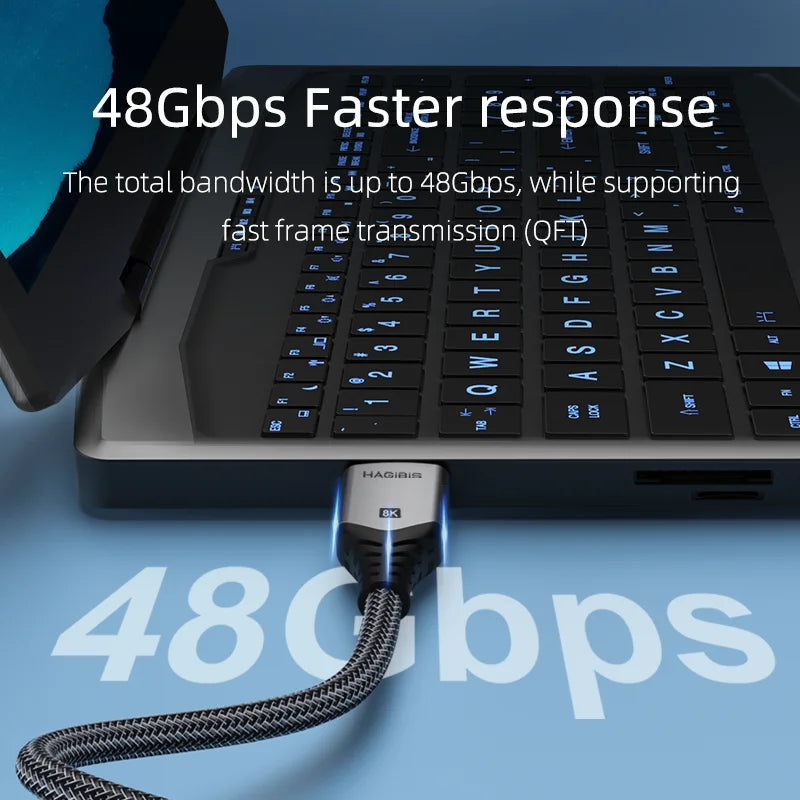 Hagibis HDMI-compatible 2.1 Cable 8K/60Hz 4K/120Hz 48Gbps High Speed Digital Cables 144Hz for HDTVs PS4 Switch XBox Projectors
