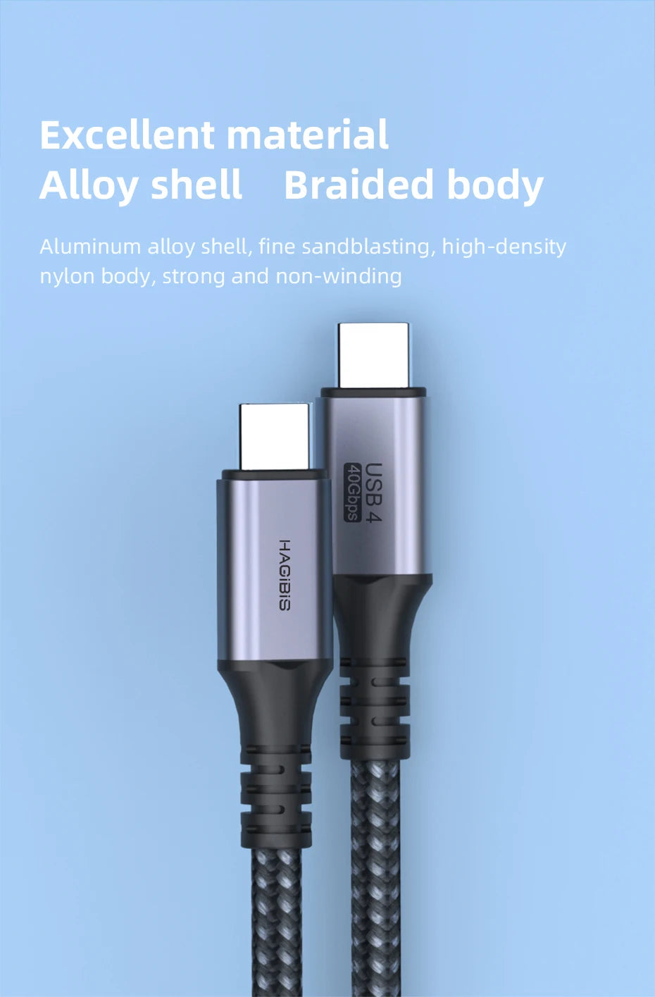 Hagibis USB4 Cable Compatible with Thunderbolt 3/4 5K@60Hz 40Gbps Data Transfer 100W 5A Fast Charging for Macbook Pro iPhone 17