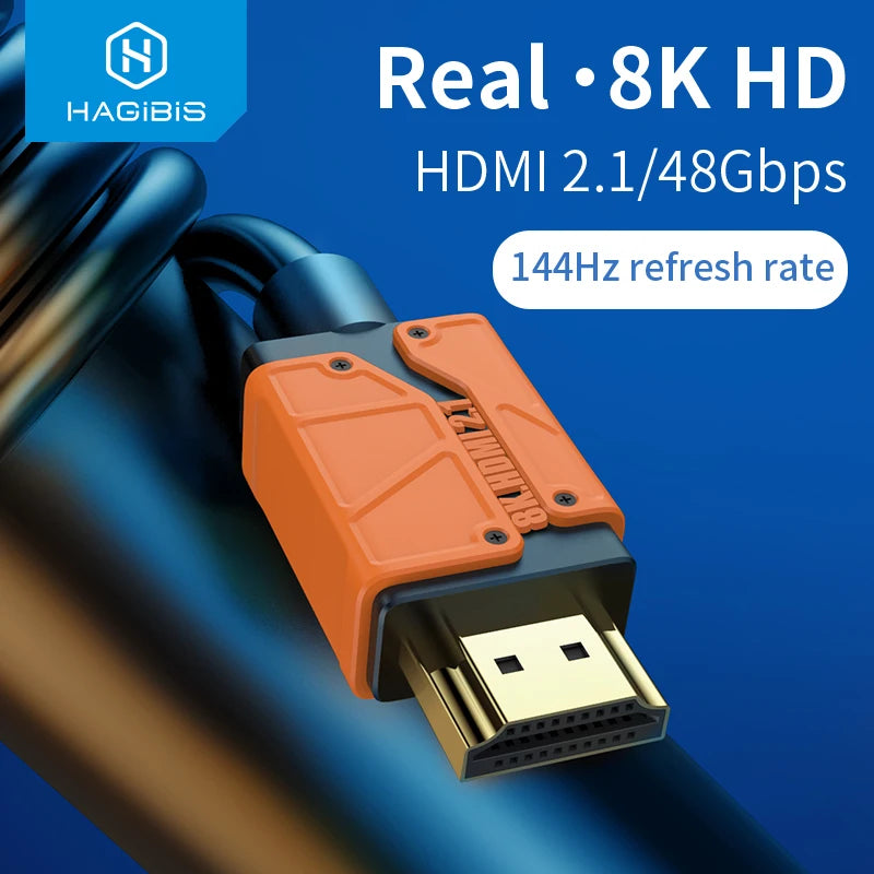 Hagibis HDMI-compatible 2.1 cable 48Gbps High Speed 8K/60Hz 4K/120Hz 144Hz Digital cord 2.0 for HDTV PS5 PS4 XBox Projector NS - Intechlegent