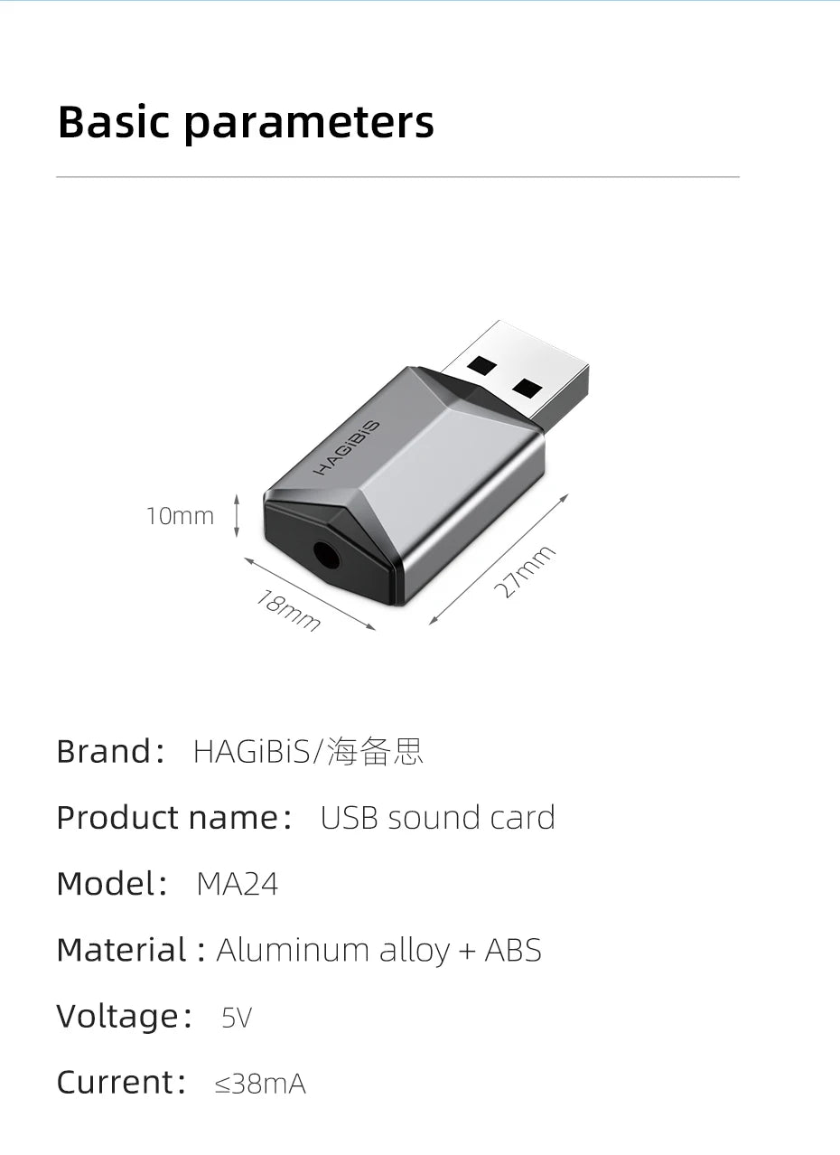 Hagibis 2 in 1 USB Sound Card Portable External 3.5mm Microphone Audio Adapter for PC Laptop PS4/5 Earphone Speaker Windows Mac - Intechlegent
