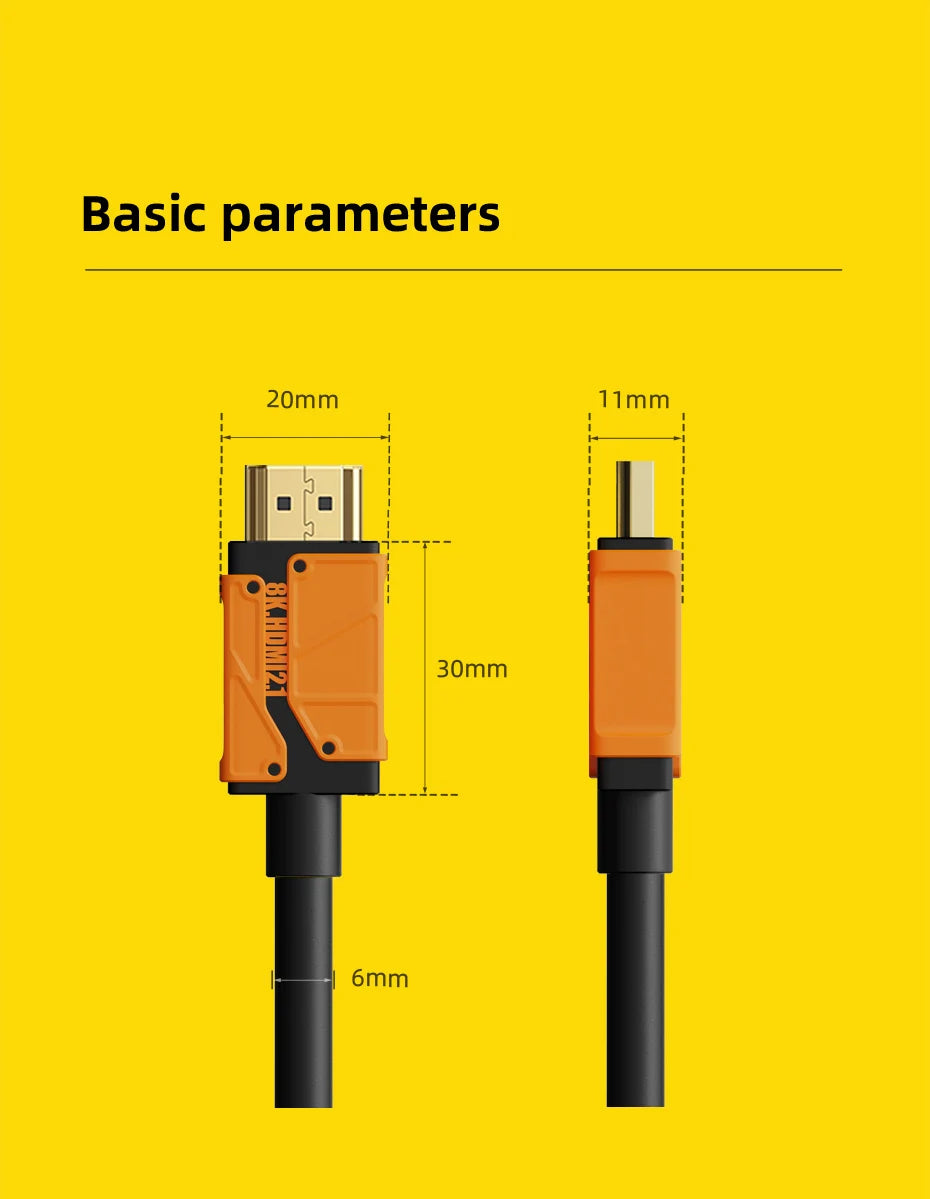 Hagibis HDMI-compatible 2.1 cable 48Gbps High Speed 8K/60Hz 4K/120Hz 144Hz Digital cord 2.0 for HDTV PS5 PS4 XBox Projector NS - Intechlegent