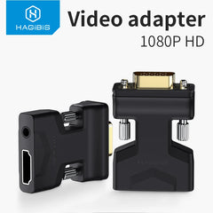 Hagibis HDMI-compatible to VGA Adapter with Audio Port Female Video Converter 3.5mm for PS4 Laptop PC TV Box Monitor Projector - Intechlegent