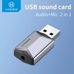 Hagibis 2 in 1 USB Sound Card Portable External 3.5mm Microphone Audio Adapter for PC Laptop PS4/5 Earphone Speaker Windows Mac - Intechlegent