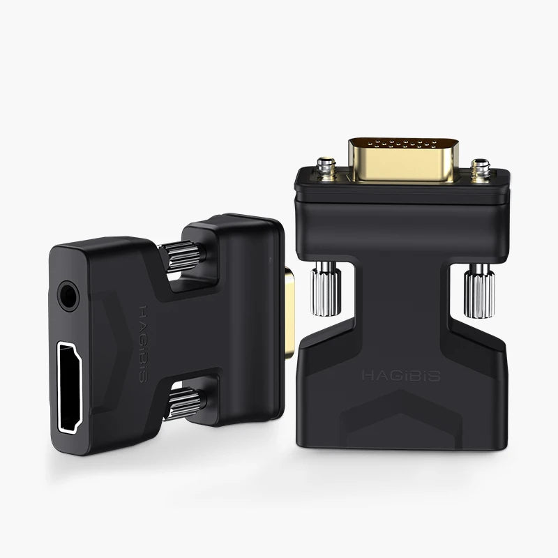 Hagibis HDMI-compatible to VGA Adapter with Audio Port Female Video Converter 3.5mm for PS4 Laptop PC TV Box Monitor Projector - Intechlegent