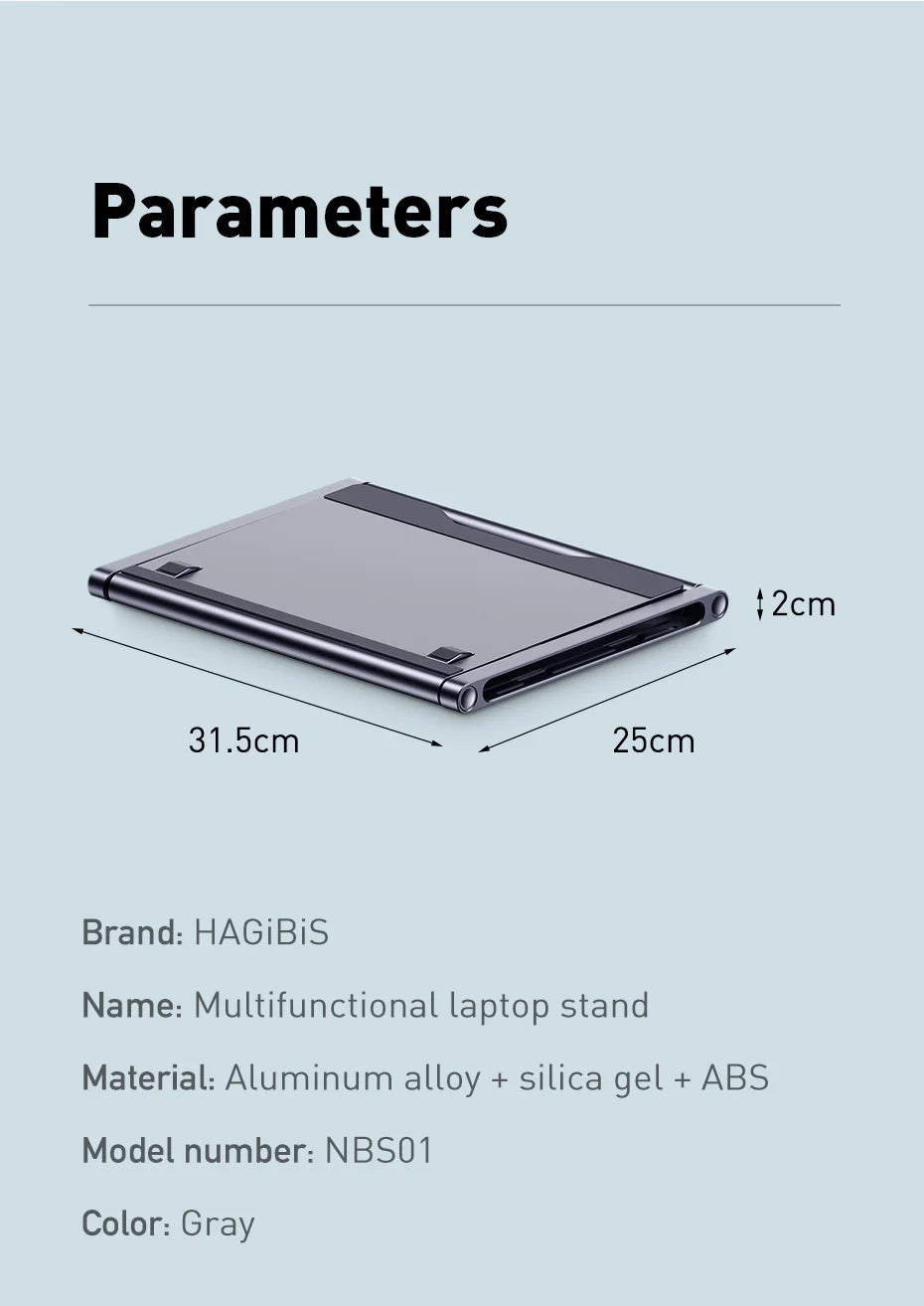 Hagibis Laptop Stand for Desk Ergonomic Aluminum Notebook Riser Adjustable Height Laptop Mount Holder with Hub Docking Station - Intechlegent