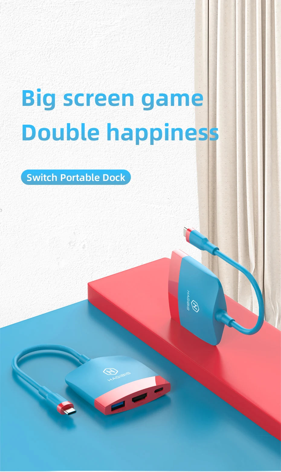 Hagibis Switch Dock TV Dock for Nintendo Switch Portable Docking Station USB C to 4K HDMI-compatible USB 3.0 Hub for Macbook Pro