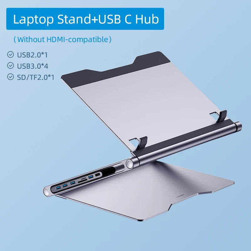 Hagibis Laptop Stand for Desk Ergonomic Aluminum Notebook Riser Adjustable Height Laptop Mount Holder with Hub Docking Station - Intechlegent