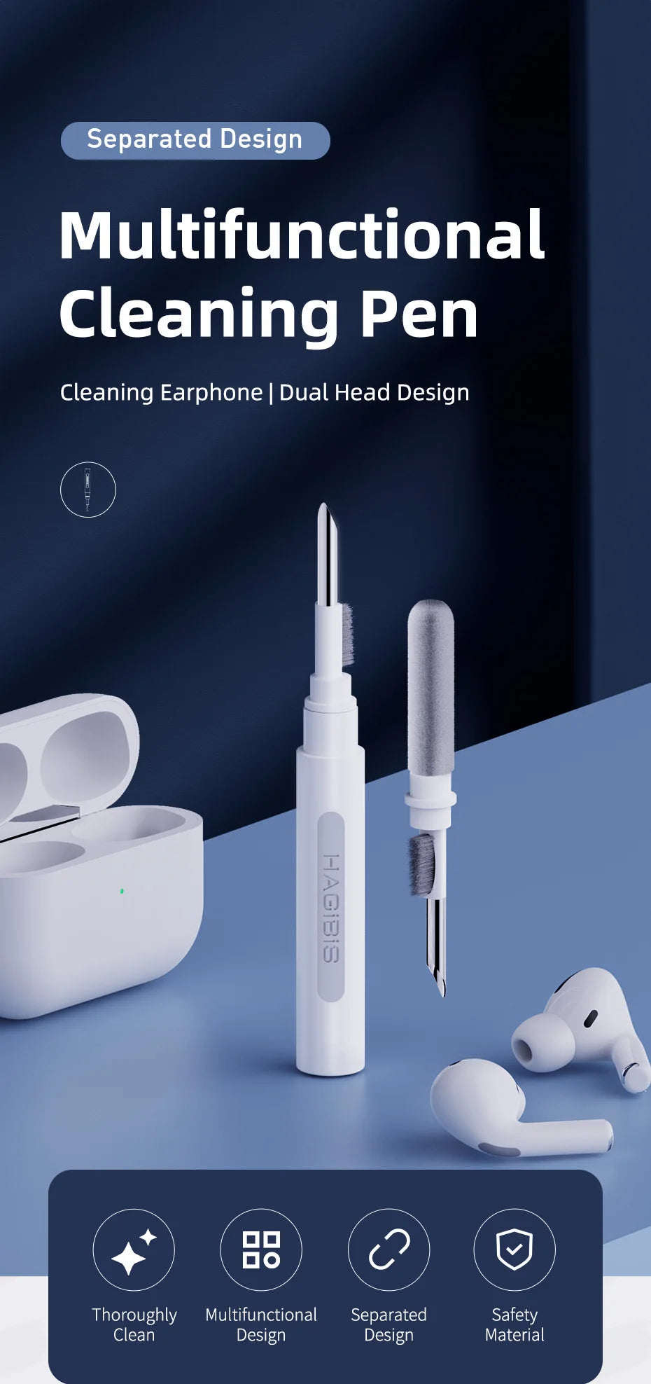 Hagibis Cleaner Kit for Airpods Pro 1 2 earbuds Cleaning Pen brush Bluetooth Earphones Case Cleaning Tools for iPhone Samsung MI - Intechlegent