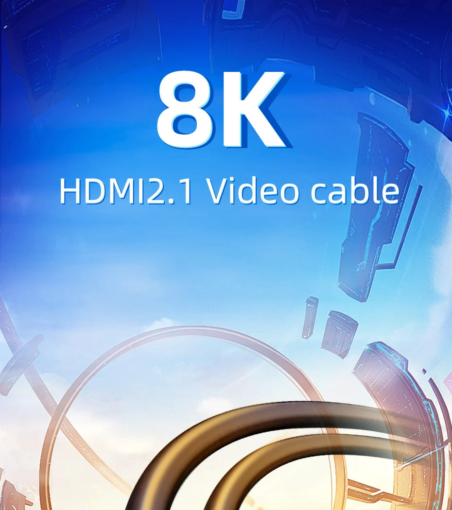 Hagibis HDMI-compatible 2.1 cable 48Gbps High Speed 8K/60Hz 4K/120Hz 144Hz Digital cord 2.0 for HDTV PS5 PS4 XBox Projector NS - Intechlegent