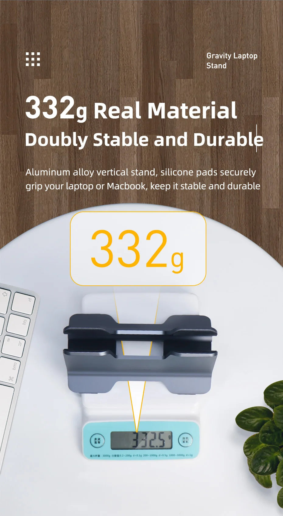 Hagibis Vertical Laptop Stand Desktop Gravity Holder Aluminum Notebook Dock Space-Saving for MacBook/Surface/HP/Dell/Chrome Book