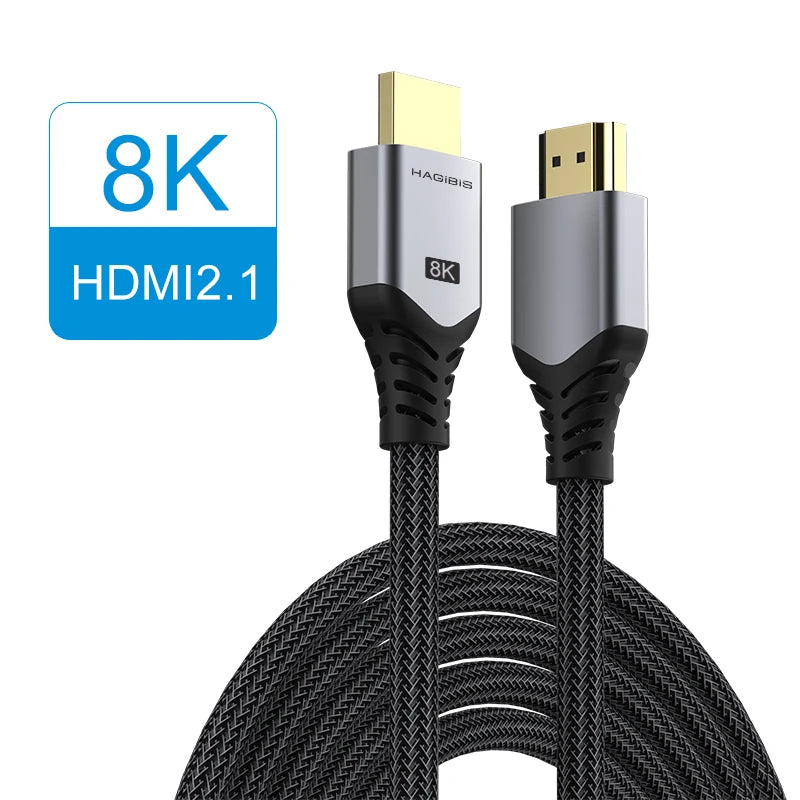 Hagibis HDMI-compatible 2.1 Cable 8K/60Hz 4K/120Hz 48Gbps High Speed Digital Cables 144Hz for HDTVs PS4 Switch XBox Projectors