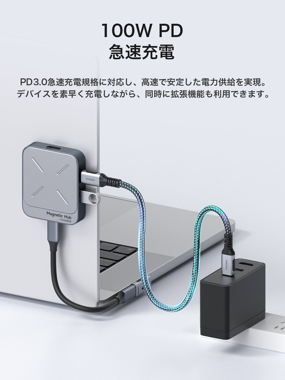 Hagibis Magnetic USB C Hub with MagSafe for iPhone 16 15 Pro Max, 7-in-1 Type-C Docking Station with 4K@60Hz HDMI, SD3.0, TF3.0 Card Support, 100W PD, 10Gbps USB-C AUX, for MacBook Pro, Air, and iPad Pro