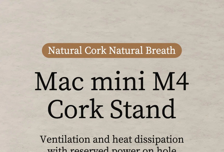 Hagibis Desktop Stand for Mac mini M4/M4 Pro 2024 Dustproof Coffee Cork Bracket Base Heat Dissipation Holder Cooling Accessories