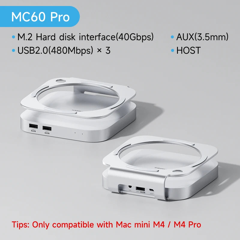 Hagibis Mac Mini M4 SSD Stand Hub Dock with NVMe SSD Case, USB 3.2 Gen 2 Expansion with SD Card Reader for Mac Mini M4