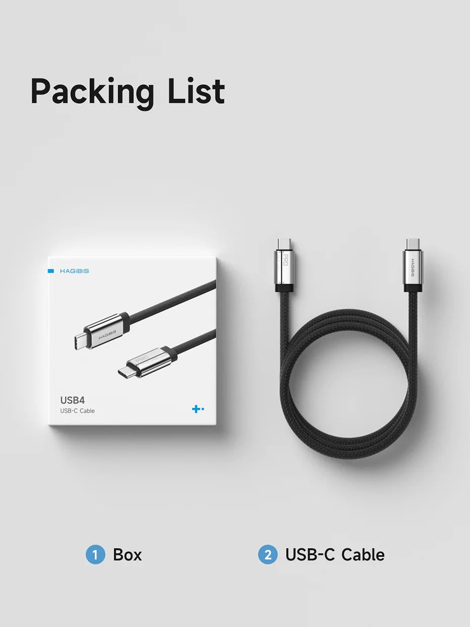 Hagibis USB C to USB C Full Function Cable Super Soft USB4 80Gbps 8K 240W Fast Charging Cord for Thunderbolt 4/5 iPhone Laptop - Intechlegent