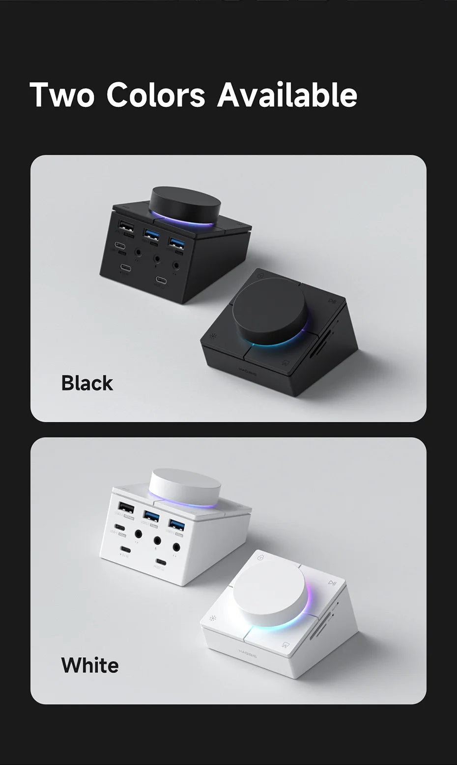 Hagibis Knob USB C Hub With Shortcut Buttons Type-C Docking Station Volume Adjustment Desktop Controller 2.5G RJ45 for Macbook
