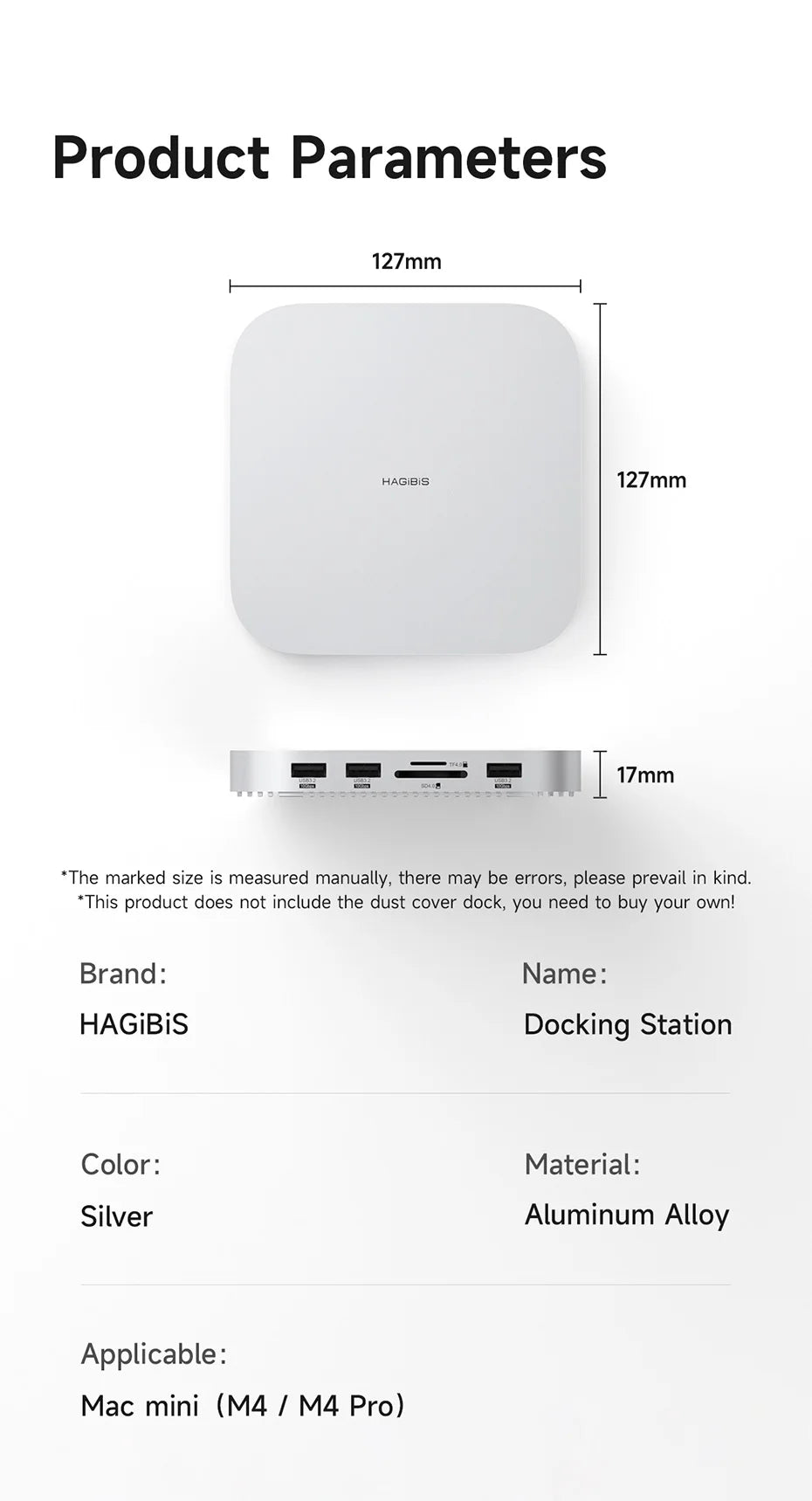 Hagibis USB C Hub for Mac mini M4/M4 Pro with 40Gbps M.2 SSD Enclosure USB 3.2 Gen2 SD/TF 4.0 Type-C Docking Station Desk Stand